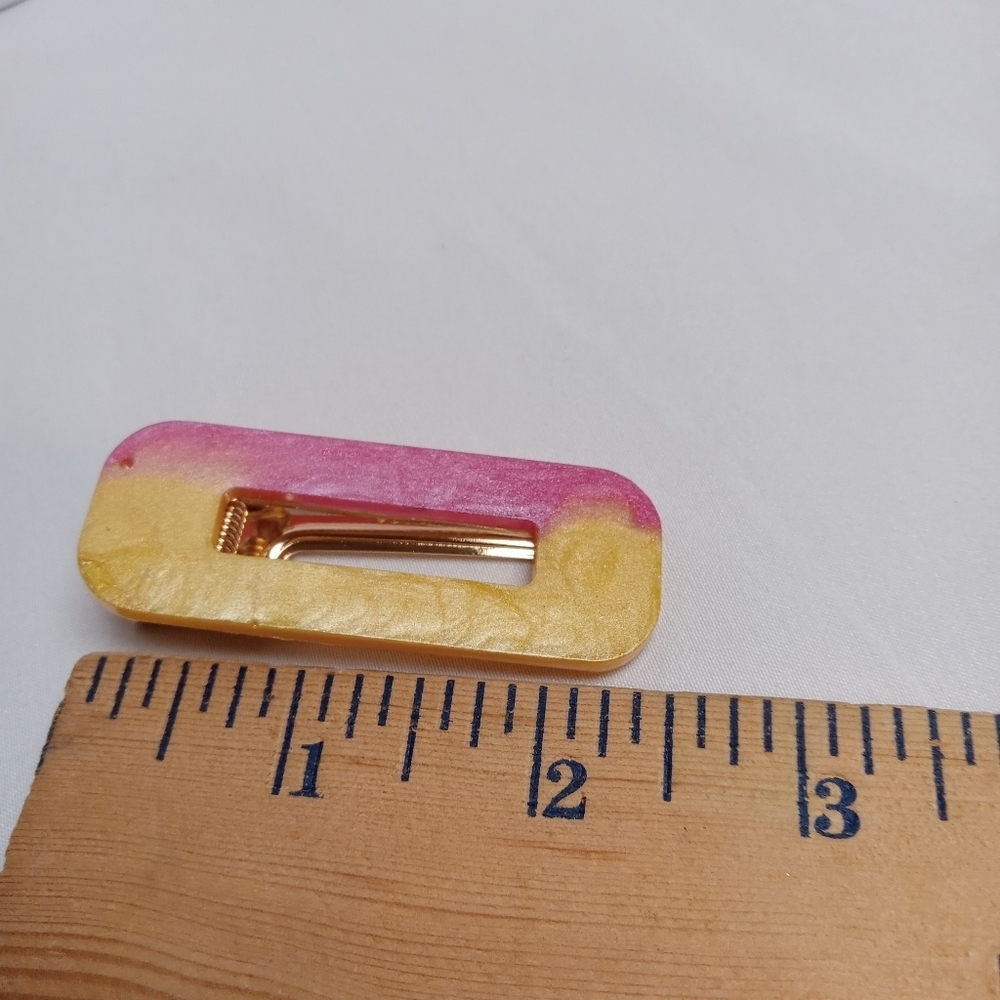 5/$25 Handcrafted Pink and Yellow Hair Clip - Picture 3 of 4